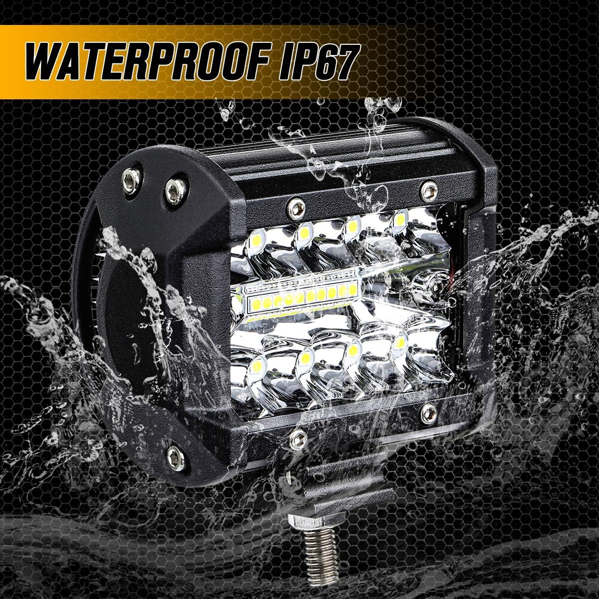 AMBOTHER LED Pods Light Bar 4-Inch 120-watt 12800-lumen Driving Fog Off Road Lights Triple Row Waterproof Spot Flood Combo Beam LED Cubes Lights for Pickup Truck Jeep ATV UTV SUV Boat, 2 Pack: Automotive