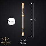 Parker IM Rollerball Pen Grey Lacquer Gold Trims Fine Point Gift Box view 3