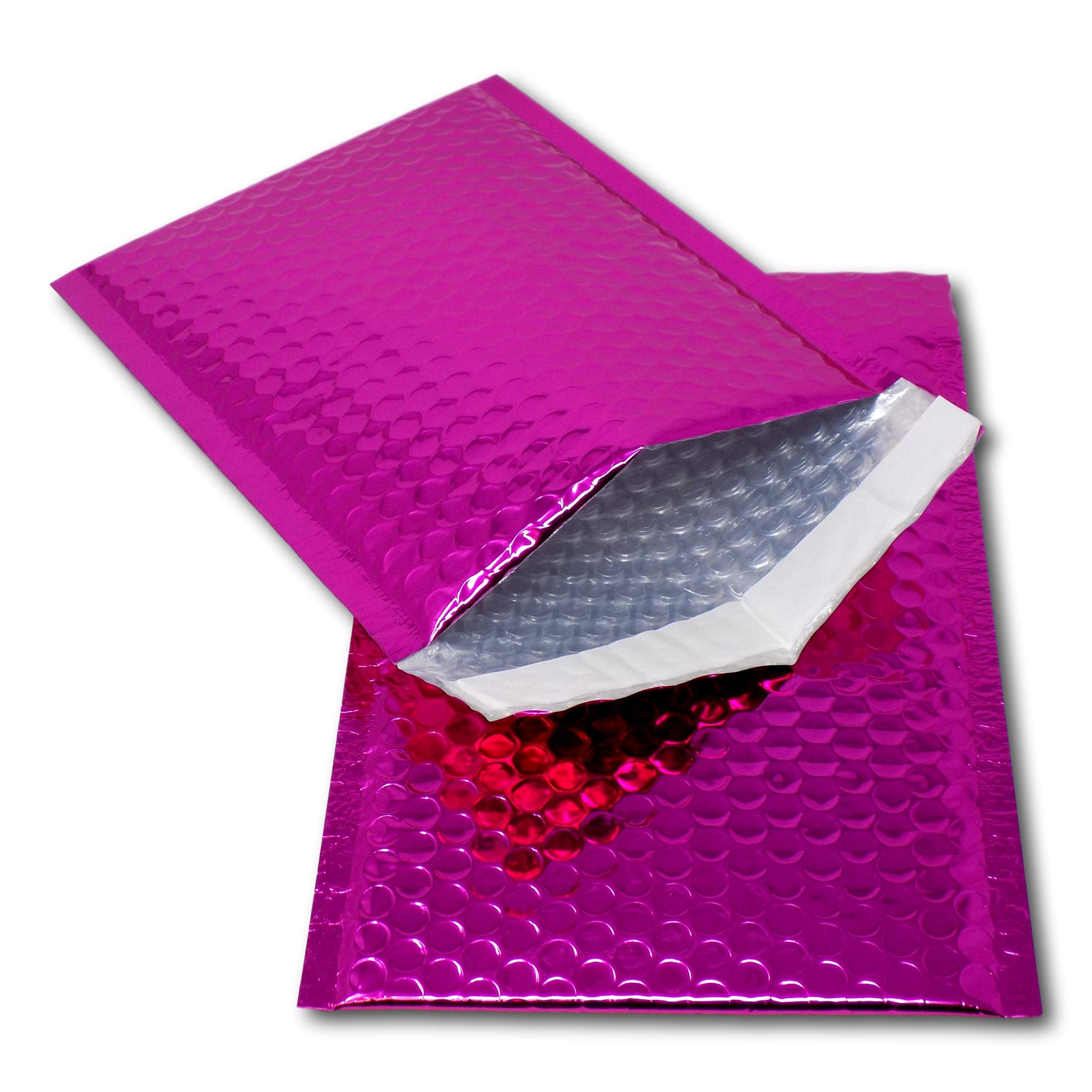 EPOSGEAR 10 Hot Pink Shiny Metallic Foil Bubble Padded Bag Mailing Envelopes - Perfect for Marketing, Promotions or and Alternative to Gift wrap (A5 / C5 (DVD) - 250mm x 180mm)