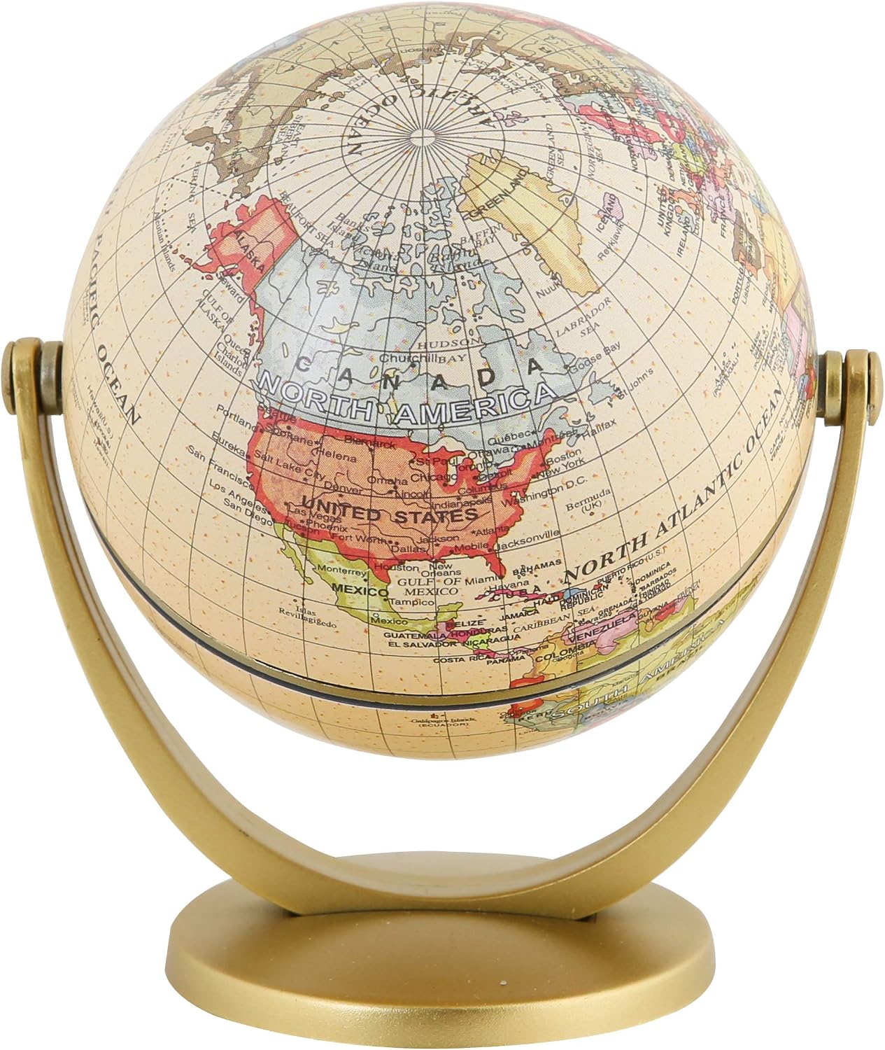Exerz 10cm Antique Globe - Mini Globe - Vintage Colour Modern Map (Diameter: 10cm), 10cm Mini Antique Globe - Image 5