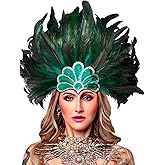 HOMELEX Women's Black Feather Headpiece Carnival Caribbean Headdress Showgirl Accessories