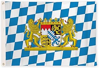Aricona Bayern Flagge - Freistaat Bayern Fahne 90 x 150 cm mit Messing-Ösen - Wetterfeste Fahne für Fahnenmast - 100% Polyester