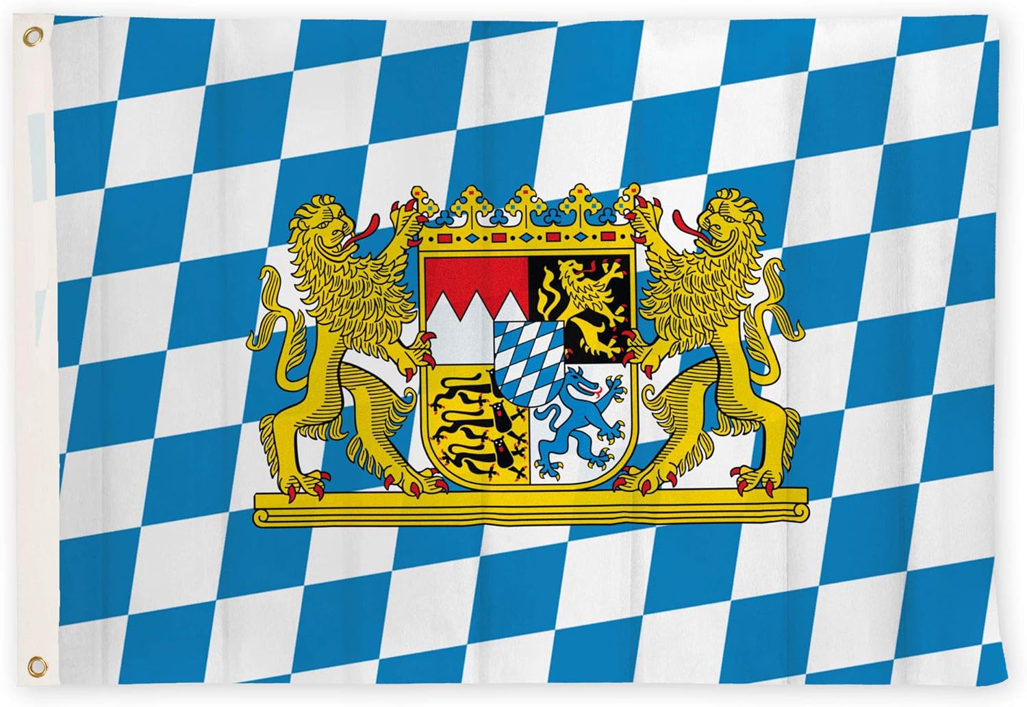 Aricona Bayern Flagge - Freistaat Bayern Fahne 90 x 150 cm mit Messing-Ösen - Wetterfeste Fahne für Fahnenmast - 100% Polyester