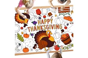 SPERINGEEN Thanksgiving Crafts for Kids, Turkey Thanksgiving Games, Activities, Coloring Tablecloth, Gifts, Poster, Banner, Party Favors for Family or Classroom Party Decorations