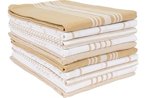 KAF Home Soho Kitchen Dish Towels - Set of 10, 18 x 28 Inch (Beige)