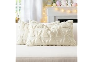 OTOSTAR Easter Throw Pillow Covers 12x20 Inch Set of 2 Rabbit Soft Plush Faux Fur Bunny Pillowcases Spring Holiday Decorative