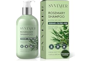 Svvimer Rosemary Hair Growth Shampoo - Thickening and Regrowth Formula for Men & Women - Strengthening Shampoo with Tea Tree Oil Biotin - For Thinning Hair and Hair Loss 11.8 fl.oz