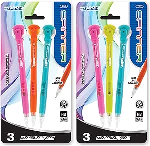 Amazon Com Bazic Mechanical Pencil 0 5mm Spinner Latex Free Eraser Smooth Writing Pencils Lead For Drafting Drawing Sketching 3 Pack 2 Packs Everything Else