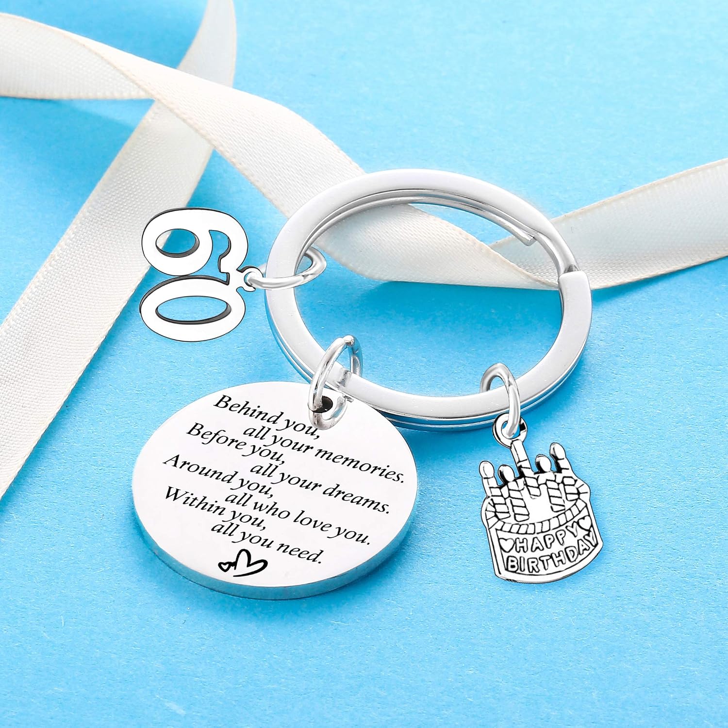 Nimteve Birthday Keychain (60th) - Stainless Steel, Yellow, Women, Girls, Mothers, Daughters, Sisters - Image 3