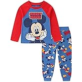 Disney Mickey Mouse Boys 2-Piece Long Sleeve Shirt and Pants Set for Toddler and Big Kids