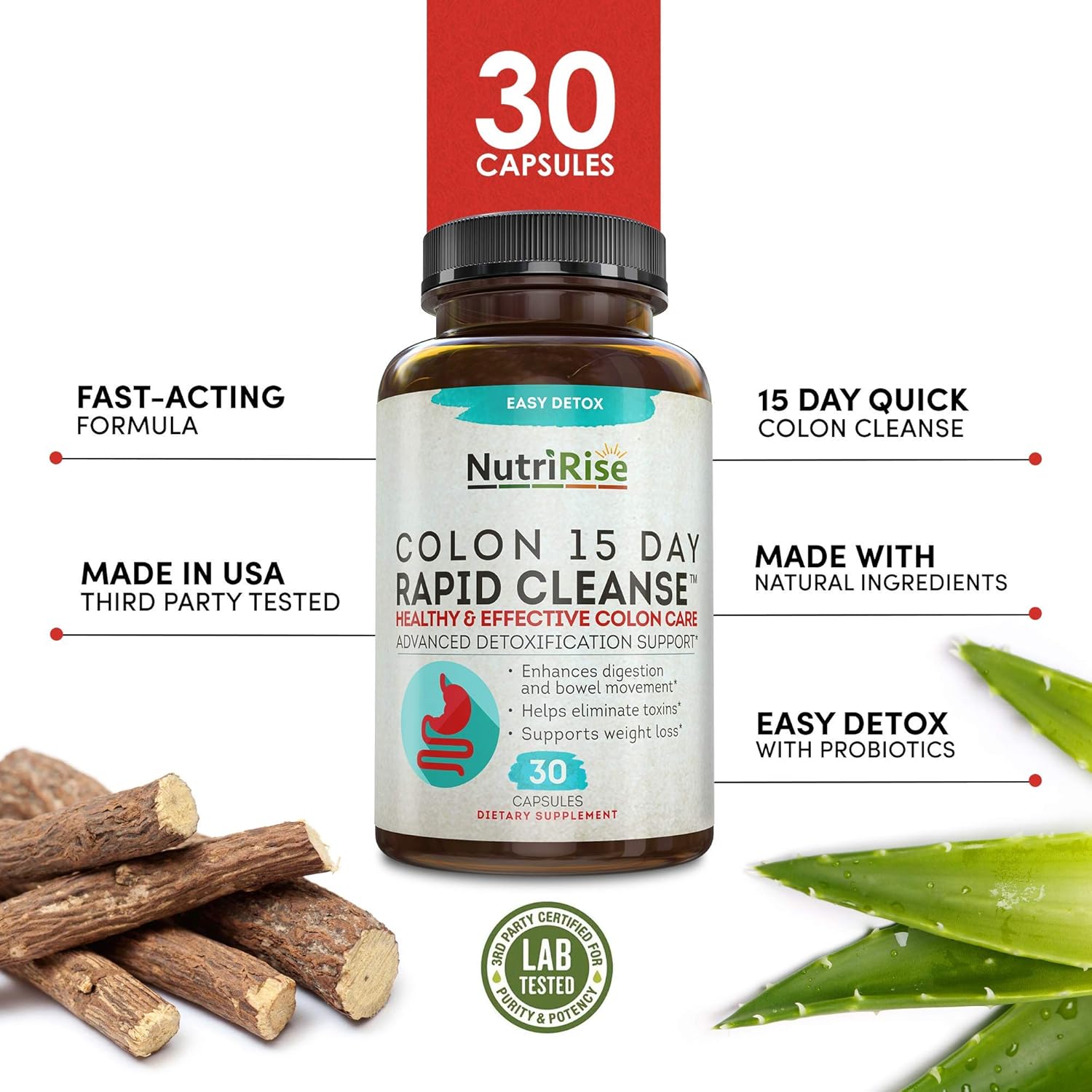 Colon Cleanser Detox for Weight Loss. 15 Day Fast-Acting Extra-Strength Cleanse with Probiotic & Natural Laxatives for Constipation Relief & Bloating Support. 30 Detox Pills to Detoxify & Boost Energy: Health & Personal Care