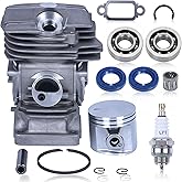 Hyceker MS291 MS271 Cylinder Piston Kit for Stihl MS 291 Chainsaw, 47mm Big Bore Top End Kit for Stihl MS 271 Farm Boss Chainsaw Parts with Crankshaft Ball Bearings Seals, 1141-020-1206 (Round Intake)
