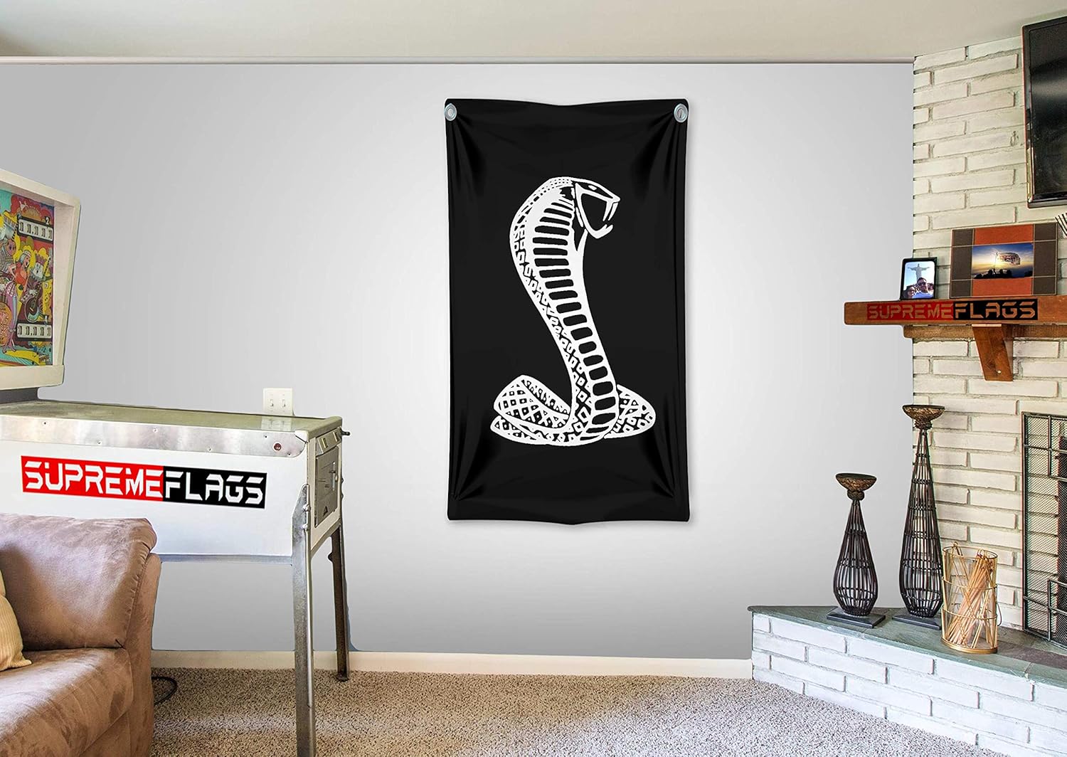 90 X 150 Cm Ford Mustang Svt Shelby Motorsport Car Racing Black