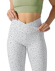 ODODOS Women's Cross Waist Pattern Yoga Leggings