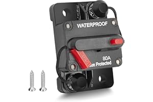 RED WOLF 80Amp Circuit Breaker for Boat Trolling Motor Marine ATV Vehicles Stereo Audio Electronic Battery System Inline Fuse Manual Reset Switch Waterproof 80A Fuse DC 12V-48V