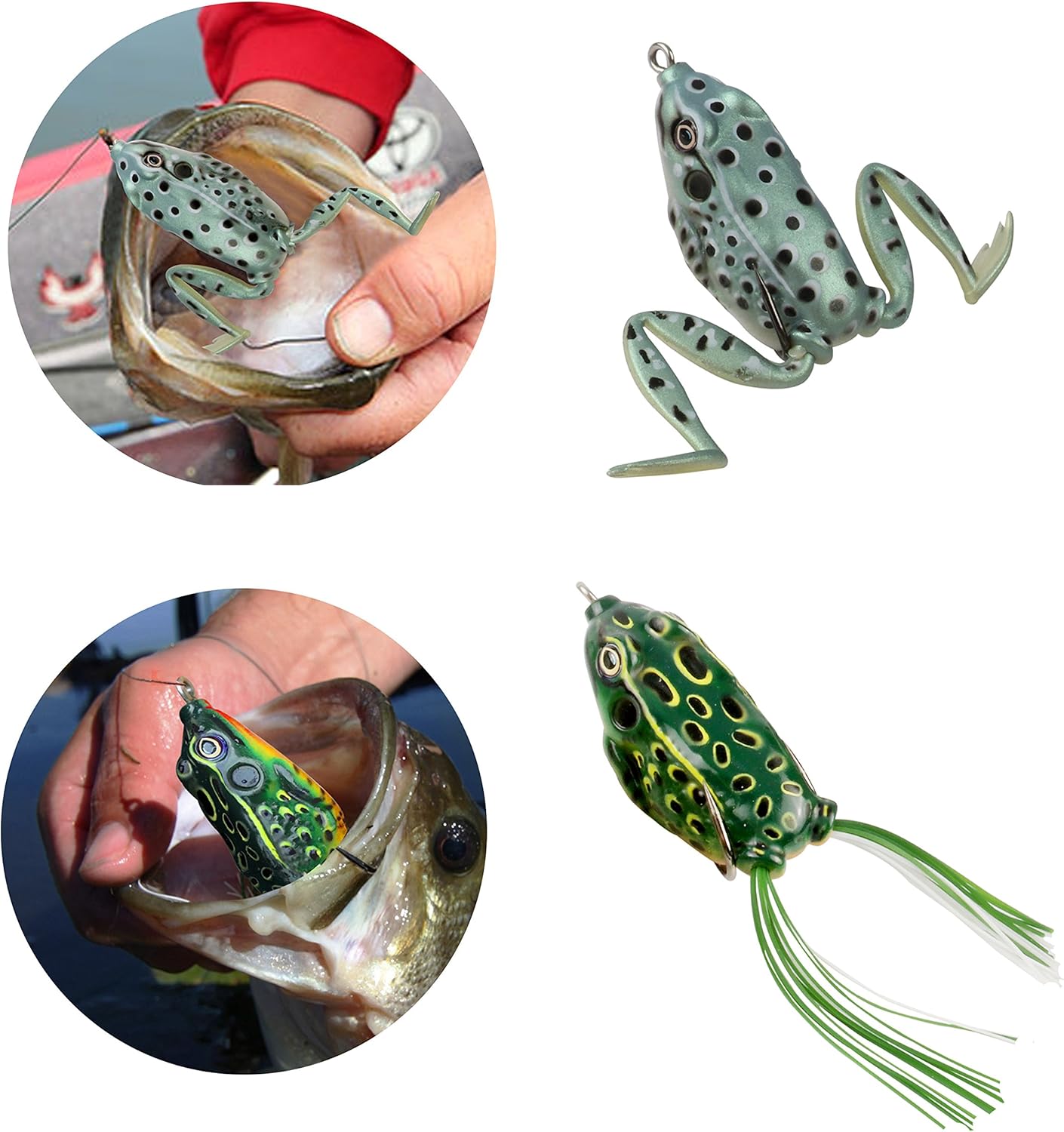 RUNCL Topwater Frog Lures, Soft Fishing Lure Kit with Tackle Box for Bass Pike Snakehead Dogfish Musky (Pack of 5) : Sports & Outdoors