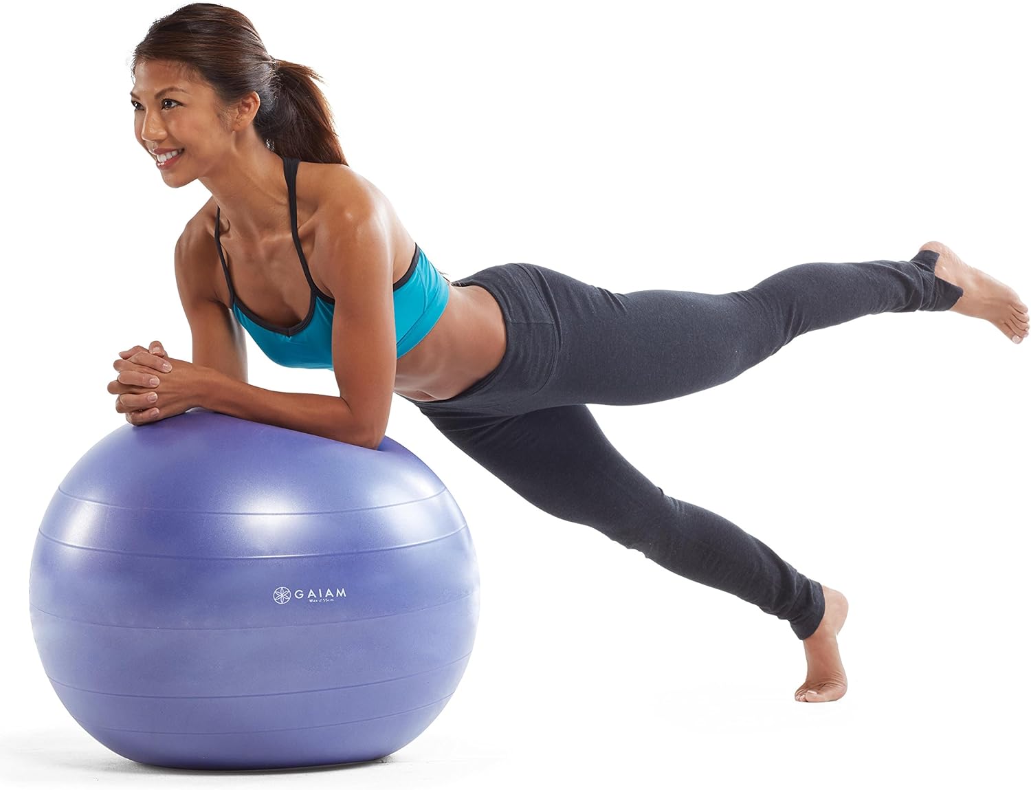 Gaiam Total Body Balance Ball Kit - Includes 55cm Anti-Burst Stability Exercise Yoga Ball, Air Pump, Workout Program: Gaiam: Sports & Outdoors
