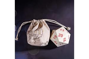 KSNDIE Large D20 Foam Dice, 80mm White DND Dice, 20 Sided Dice Polyhedral Dice with Drawstring Bag for MTG Dungeons and Dragons Role Playing Dice Games