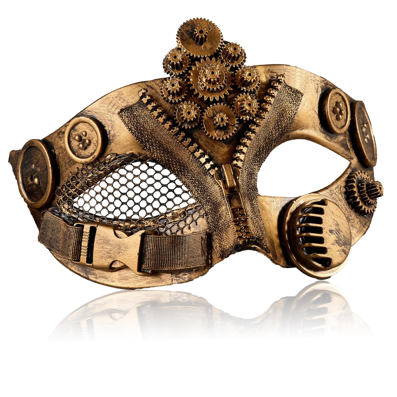 MYSEUNI 2025 New Steampunk Mechanical Mask Gold- Steam Punk Halloween Cosplay - Masquerade Masks and Costumes for Men&Women- Masquerade Party, Ball, Prom, Christmas, New Years, Mardi Gras