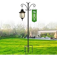 76" Shepherds Hooks for Outdoor with 5 Prong Base, Heavy-Duty Metal Bird Feeder Pole Stand for Hanging Plant, Flower Pots, La