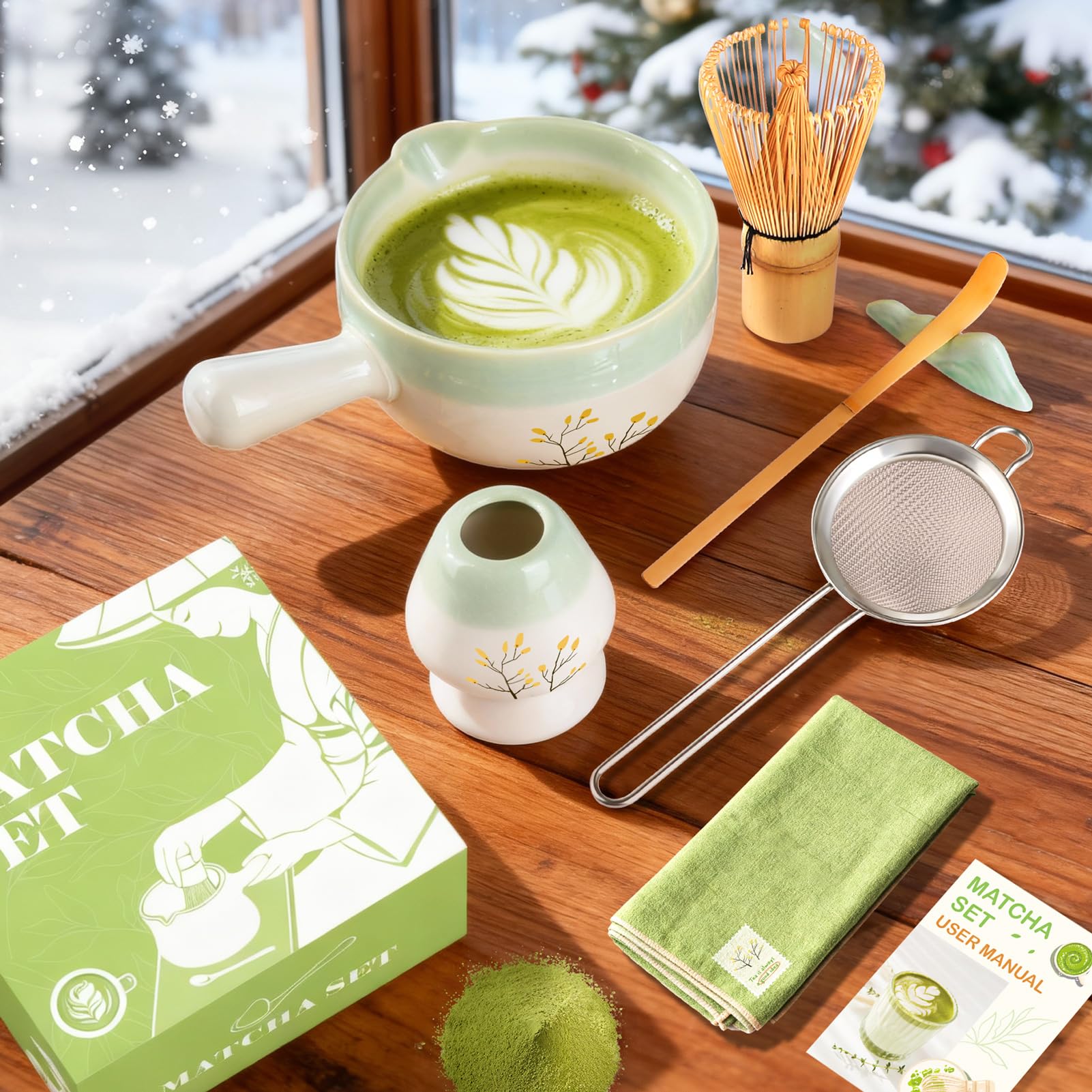 Photo 1 of **FACTORY SEALED** Matcha Whisk Set, Matcha Set Home and Kitchen, Matcha Kit Handled Matcha Bowl Tea Set, Christmas Gifts for Women Mom, Kitchen Decor And Accessories, Matcha Sifter Tea Cup Set Christmas Kitchen Decor