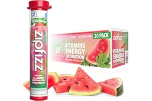 Zipfizz Daily Energy Drink Powder, Watermelon, 20 Pack | 3-in-1 Sustained Energy, Rapid Hydration, and Essential Vitamins | Sugar-Free | Electrolyte Powder | Contains Vitamin B-12 & Antioxidants