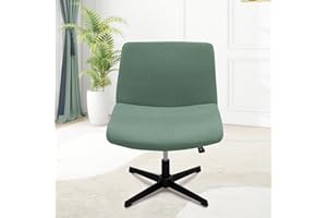 MINGPINHUIUS Armless Adjustable Chair Cover: Modern Without Arms Vanity Chair Cover Criss Cross Slipper Chair Furniture Protector Covers for Home Office (Pine Green,Regular Style)