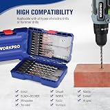 WORKPRO 15 Pieces Hammer Drill Bit Set Masonry Carbide Tip Concrete Brick Tile view 7