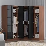 Reflect 3 Piece Wardrobe Set Black Gloss & Walnut 2 Door & 1 Door view 2