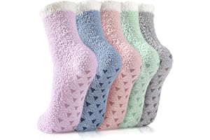 Pleneal Fuzzy Socks for Women - Non Slip Socks Womens, Slipper socks Hospital Sock with Grips for Women, Warm Fluffy Sock