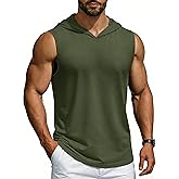 Cotrasen Men's UPF 50+ Hooded Tank Top Sleeveless Hoodies Lightweight Casual Gym Workout Shirts Cooling Muscle Tee Shirt