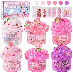 6 Pack Slimes, Pink Slime Kids, Cloud Slime kit for