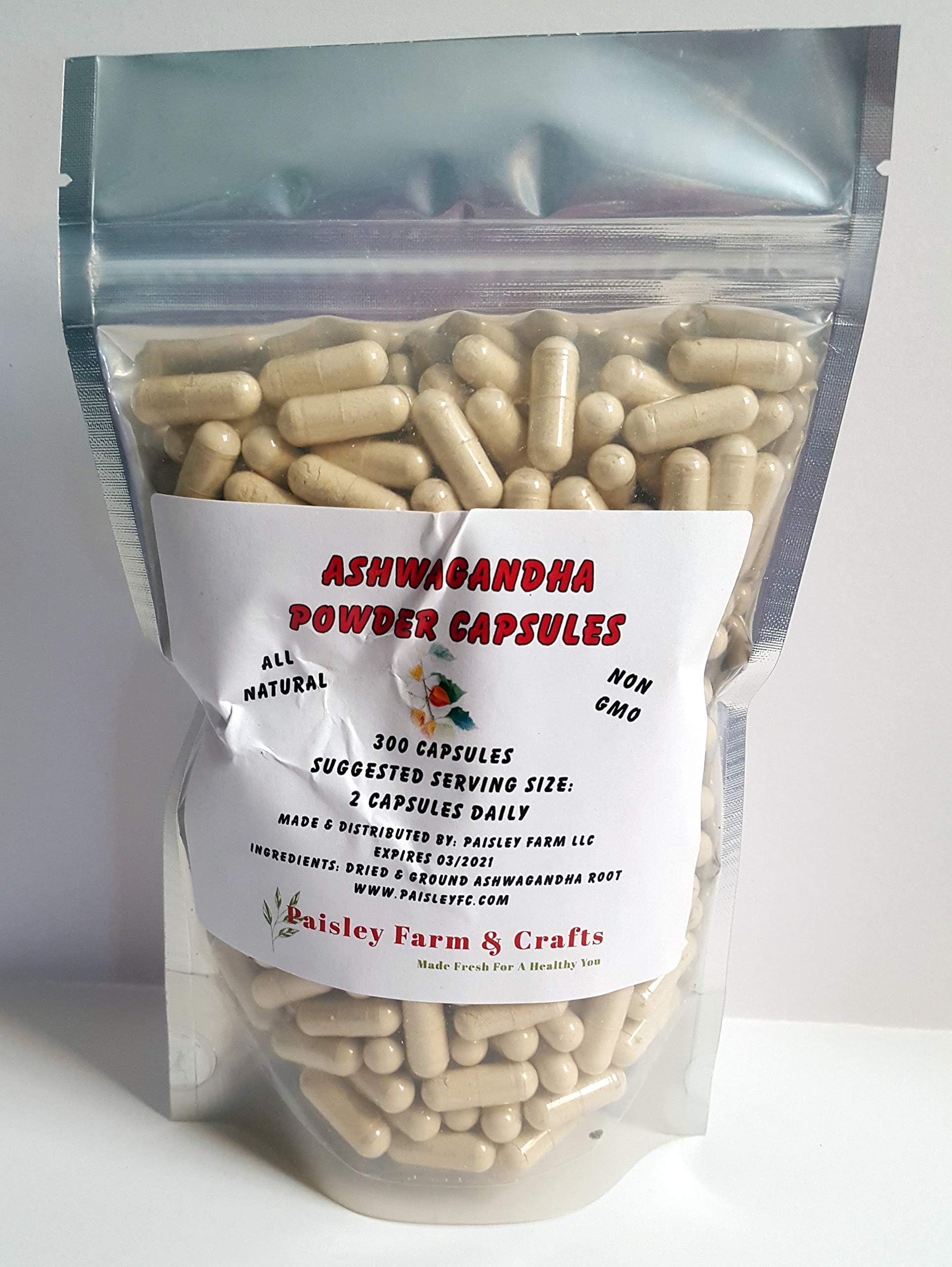 Paisley Farm and CraftsAshwagandha Capsules - Made Fresh On Demand! (300)