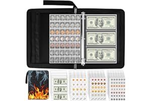 HIMOMO Coin Collection Book Holder for Collectors, 512‬ Pockets Coins Collecting Album & 12 Sleeves Money Organizer Binder, Fireproof Coin Collection Supplies Case Album for Coin Pennies Bill Quarters Stamp
