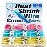 90Pcs Heat Shrink Wire Connectors Electrical Kit - Oiojuct Marine Automotive Wiring Crimp Terminals Assortment, Waterproof Ri