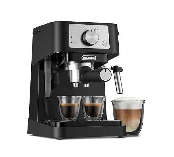 DE’LONGHI STILOSA MANUAL ESPRESSO MACHINE, COMPACT COFFEE MAKER, 15 BAR PUMP PRESSURE, MANUAL MILK FROTHER STEAM WAND FOR AUTHENTIC SINGLE & DOUBLE ESPRESSO, LATTES & CAPPUCCINOS, TAMPER INCLUDED