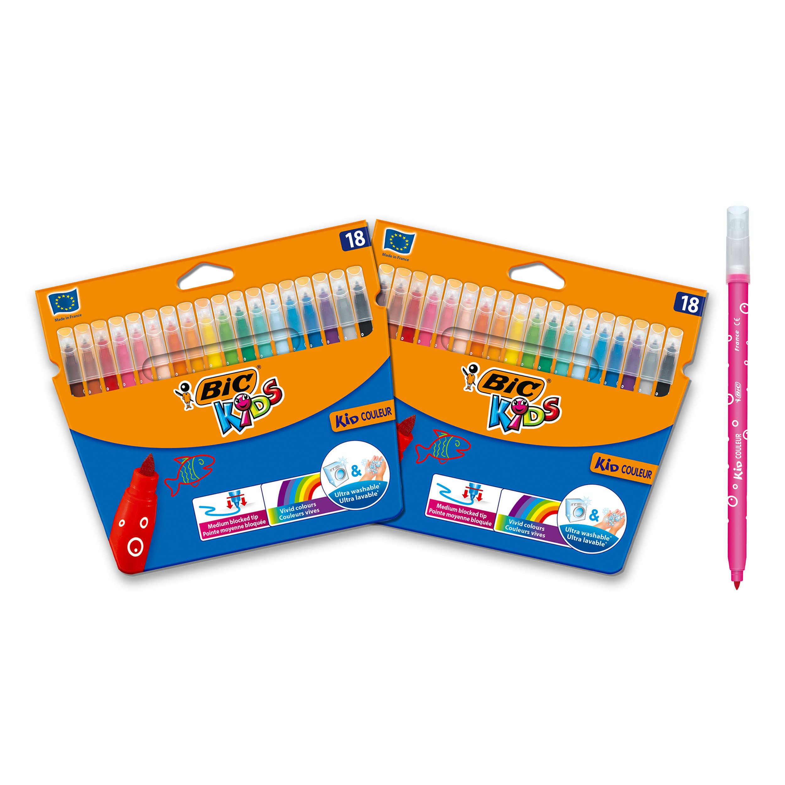 Bic 962702 Couleur Felt Tip Colouring Pen - Multi-Colour 18 Count (Pack of 2)