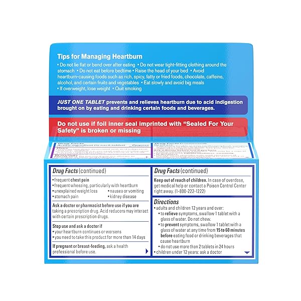 PEPCID AC ORIGINAL STRENGTH HEARTBURN RELIEF TABLETS, PREVENTS & RELIEVES HEARTBURN DUE TO ACID INDIGESTION & SOUR STOMACH, 10 MG FAMOTIDINE TO REDUCE & CONTROL ACID, FAST-ACTING, 60 CT