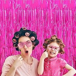 Fuchsia Curtains for Party Decorations, 3 Pack