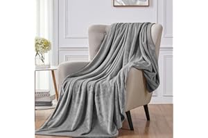 Walensee Fleece Blanket Plush Throw Fuzzy Lightweight (Queen Size 90x90 Grey) Super Soft Microfiber Flannel Blankets for Couc