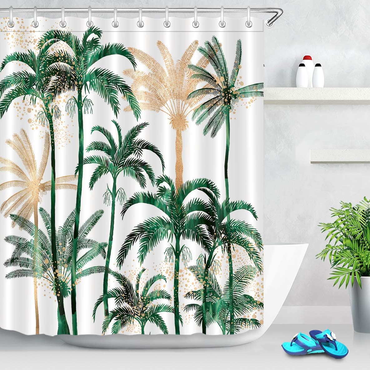 ECOTOB Palm Tree Shower Curtain for Bathroom, Tropical