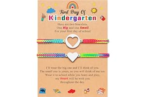 ORISPRE First Day of Kindergarten/Pre k/ 1st Grade/ 2nd Gifts Mother Daughter Bracelets Matching Heart Wish Bracelet Set for 2 Gifts for Daughter