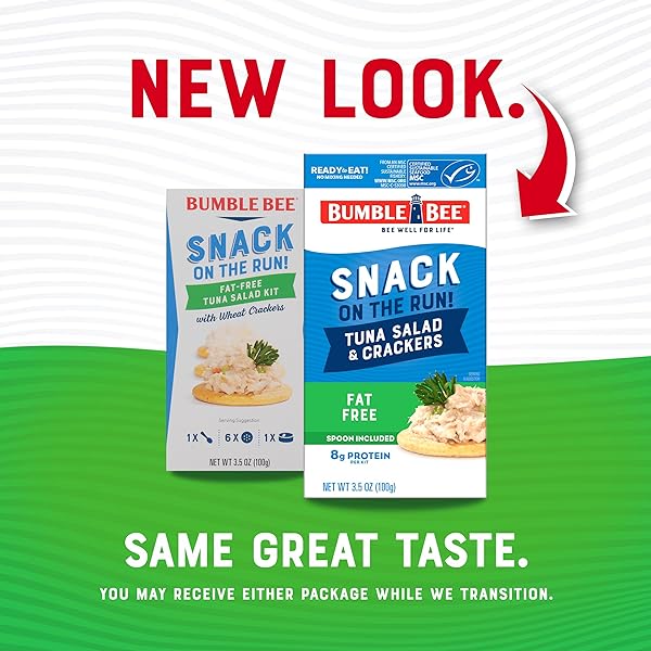 BUMBLE BEE SNACK ON THE RUN! PROTEIN SNACK PACK – 8G PROTEIN PER BOX – FAT FREE TUNA SALAD WITH CRACKERS KIT – READY TO EAT EASY-OPEN CAN – WILD CAUGHT MSC-CERTIFIED TUNA (PACK OF 1)