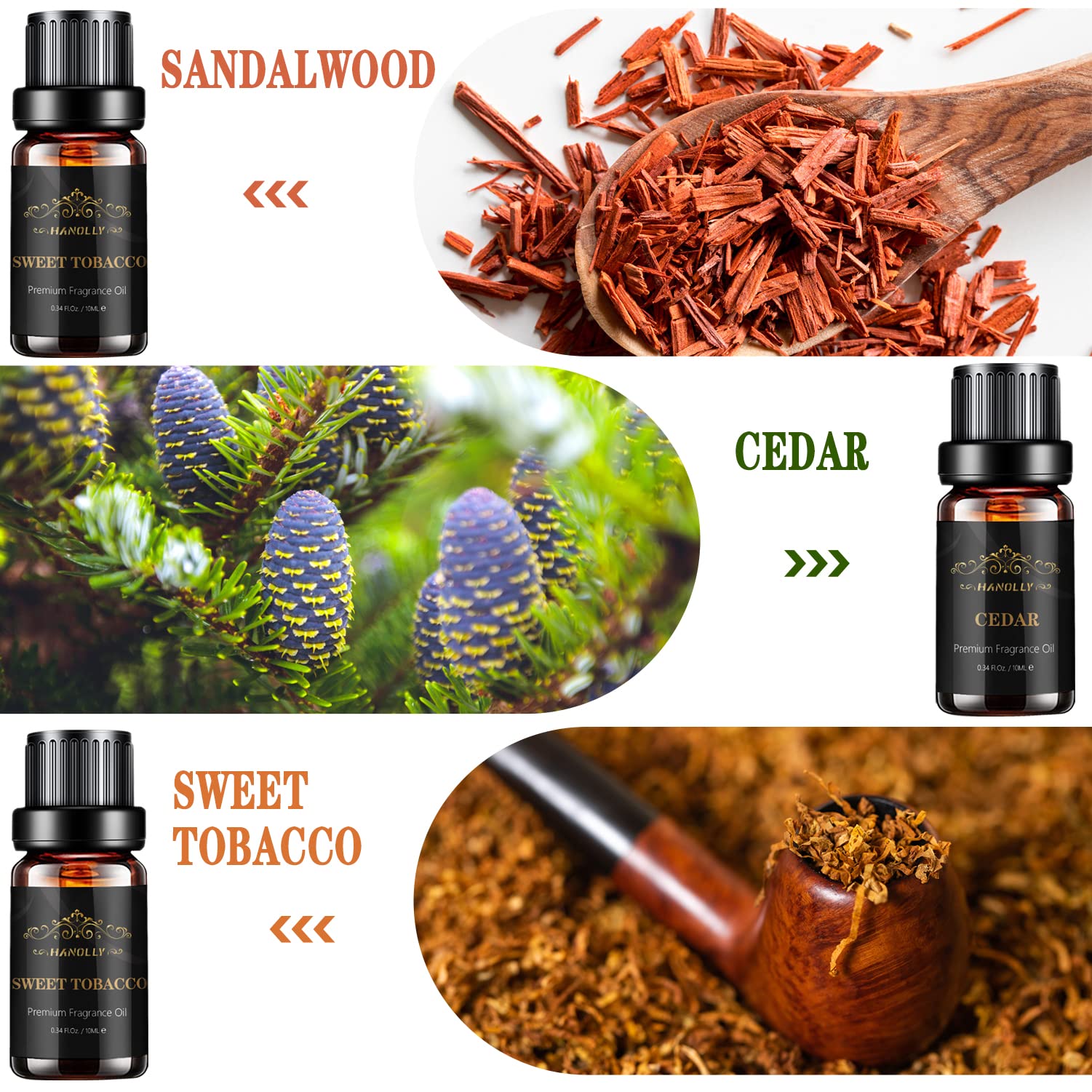Essential Oils Set, Men Scents Fragrance Oil Aromatherapy Essential Oils Kit for Diffuser (6x10ML) - Sandalwood, Cedar, Leather, Sweet Tobacco, Rum, Cologne Aromatherapy Oils for Men, Gift for Men - Image 2