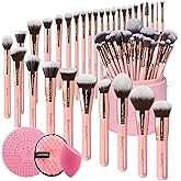 Bueart Design Labeled 30Pcs Professional Deluxe Makeup Brushes set with Extra large holder case for Foundation Face Blending Blush Concealers Eyeshadow