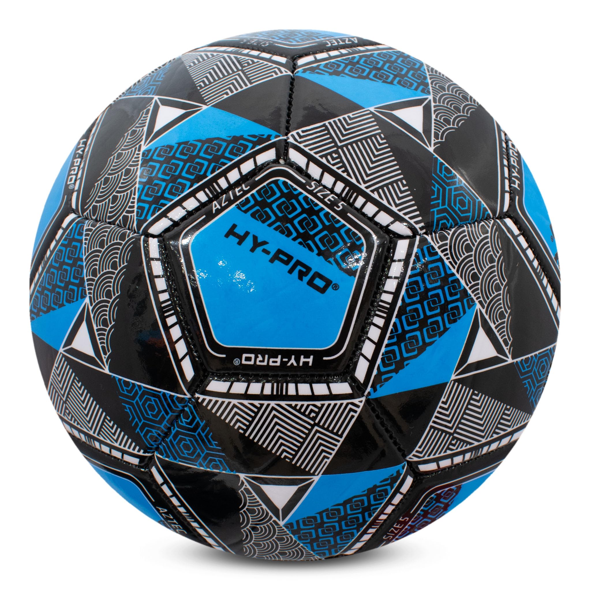 Hy-Pro Aztec Football - Size 5 with PVC Grip - Ideal for Training & Matches in All Weather Conditions, Blue