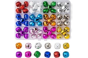 AXIAXOQ 12 Colors Jingle Bells for Crafting, 60PCS Colorful Small Bell for Crafts, 0.59 Inch Bulk Christmas Bells for Home Decorations, Multi-Color Mini Jingle Bell for Pets and Party Decor