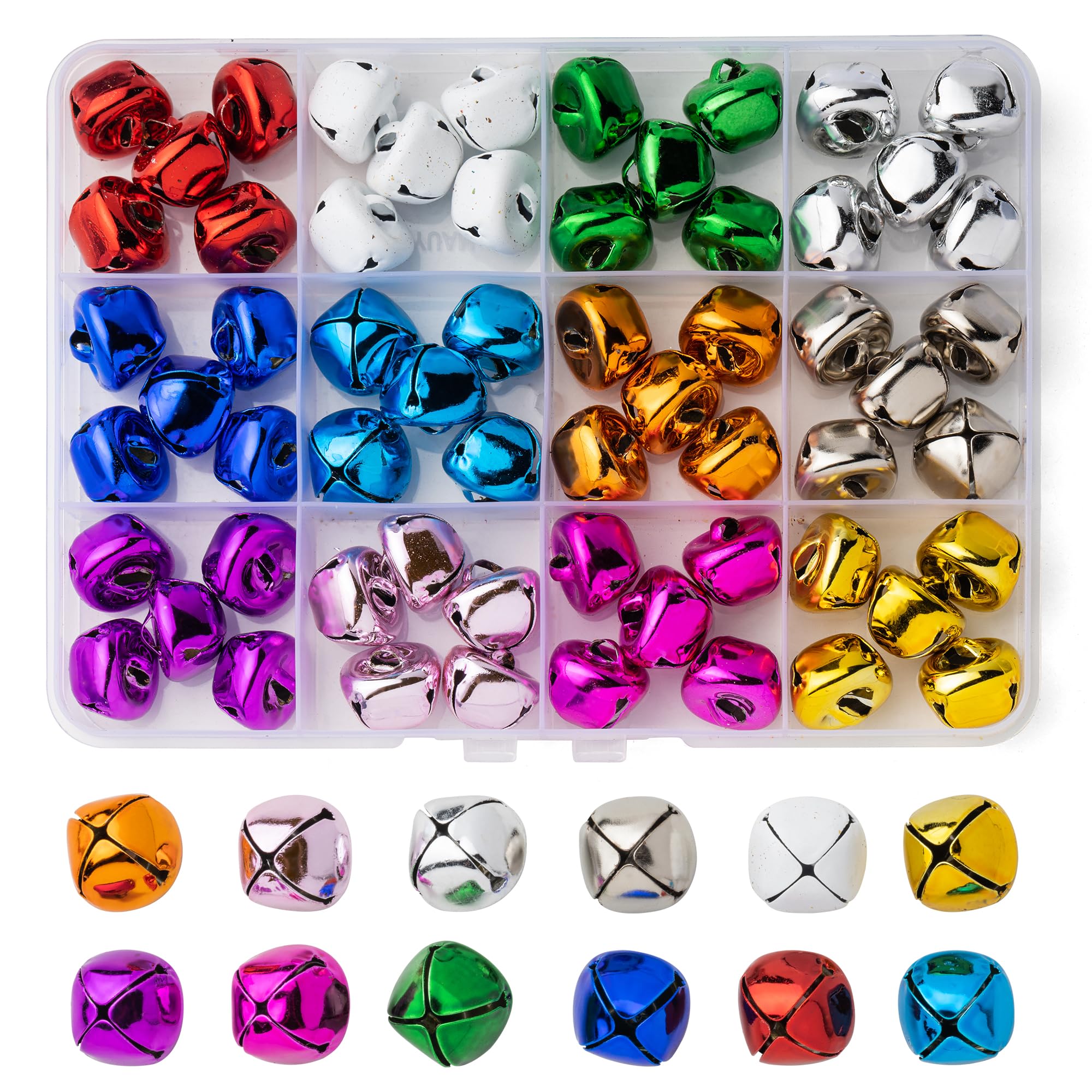 Photo 1 of 12 Colors Jingle Bells for Crafting, 60PCS Colorful Small Bell for Crafts, 0.59 Inch Bulk Christmas Bells for Home Decorations, Multi-Color Mini Jingle Bell for Pets and Party Decor