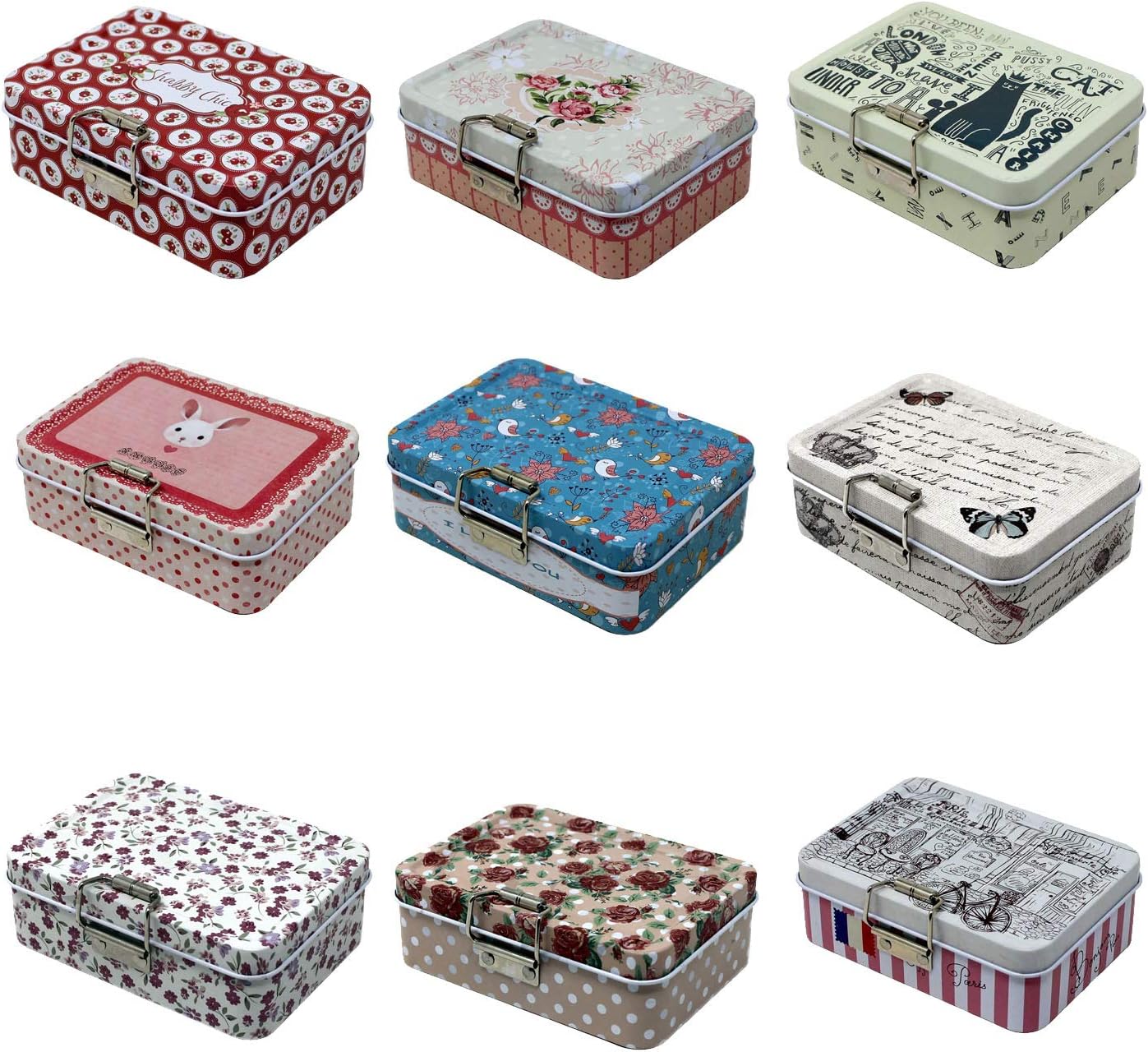 Set of 6 Rectangular Hinged Containers Small Boxes Perfect for Gifting Storing Cookies Chocolates Biscuits Container 5 Inch Long - Multicolor (1BOX400)