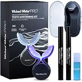 Wicked White PRO Professional LED Teeth Whitening Kit with Wireless Charging Case, LED Cleansing Mode, Light Activated Gel &amp; Pre-Treatment Spray - at Home Dental Whitening for Sensitive Teeth